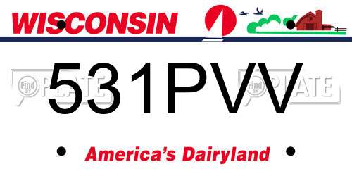531PVV Wisconsin License Plate