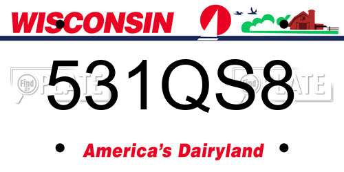 531QS8 Wisconsin License Plate