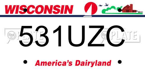 531UZC Wisconsin License Plate