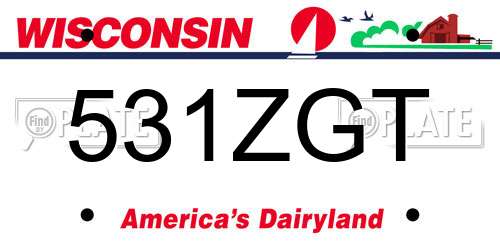 531ZGT Wisconsin License Plate