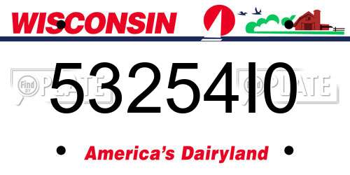 53254I0 Wisconsin License Plate
