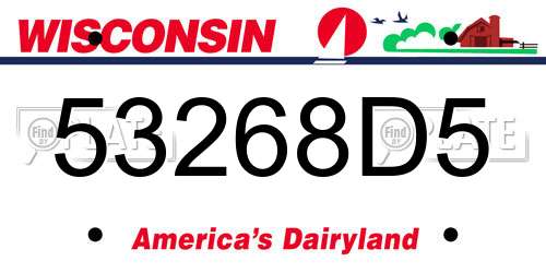 53268D5 Wisconsin License Plate