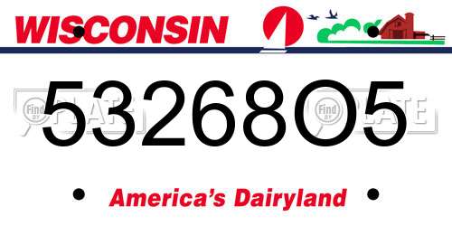 53268O5 Wisconsin License Plate