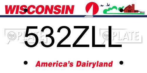 532ZLL Wisconsin License Plate