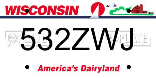 532ZWJ Wisconsin License Plate