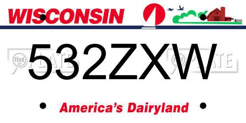 532ZXW Wisconsin License Plate
