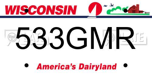 533GMR Wisconsin License Plate