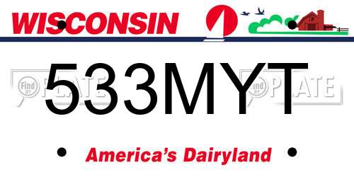 533MYT Wisconsin License Plate
