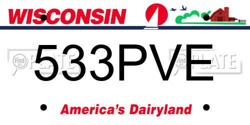533PVE Wisconsin License Plate