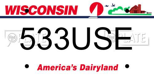 533USE Wisconsin License Plate