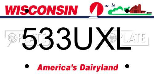 533UXL Wisconsin License Plate