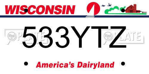 533YTZ Wisconsin License Plate