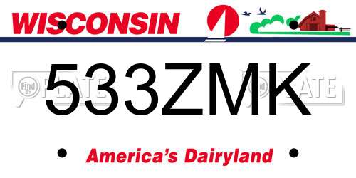 533ZMK Wisconsin License Plate