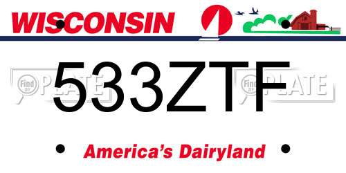 533ZTF Wisconsin License Plate