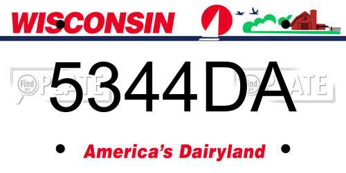 5344DA Wisconsin License Plate