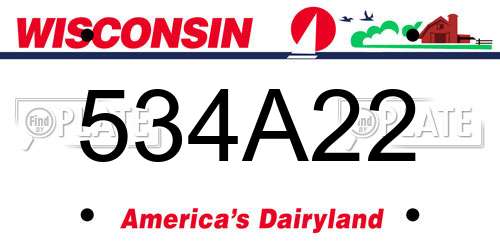 534A22 Wisconsin License Plate