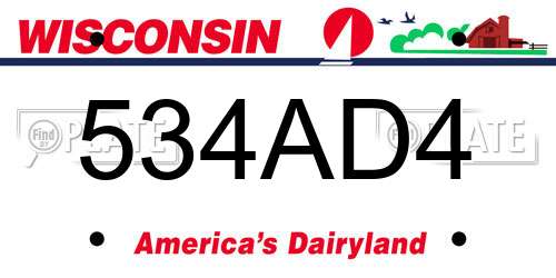 534AD4 Wisconsin License Plate