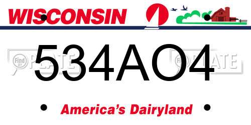 534AO4 Wisconsin License Plate