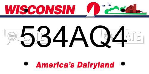 534AQ4 Wisconsin License Plate