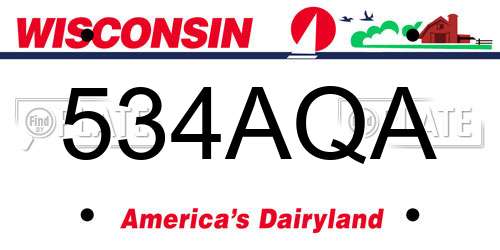 534AQA Wisconsin License Plate