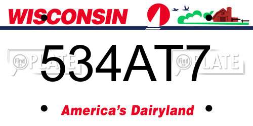 534AT7 Wisconsin License Plate