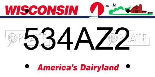 534AZ2 Wisconsin License Plate