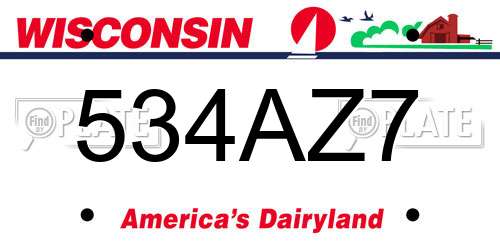 534AZ7 Wisconsin License Plate