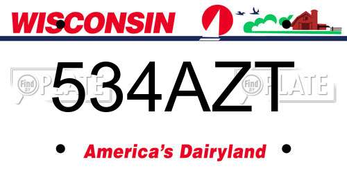 534AZT Wisconsin License Plate