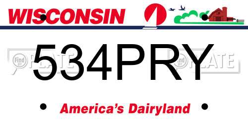 534PRY Wisconsin License Plate