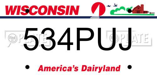534PUJ Wisconsin License Plate