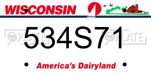 534S71 Wisconsin License Plate