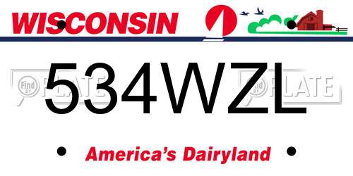 534WZL Wisconsin License Plate
