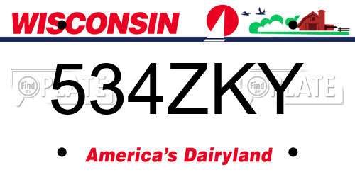 534ZKY Wisconsin License Plate