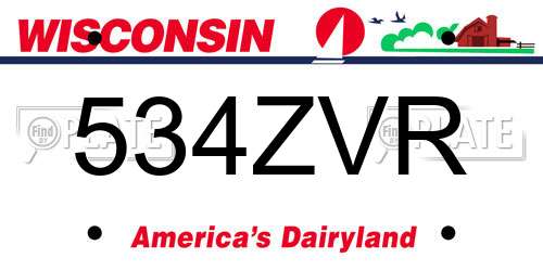 534ZVR Wisconsin License Plate