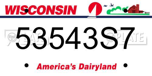 53543S7 Wisconsin License Plate