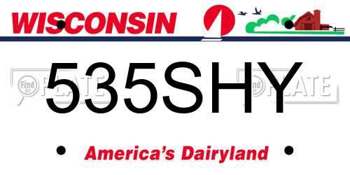 535SHY Wisconsin License Plate