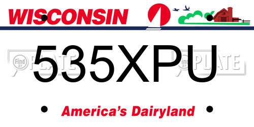 535XPU Wisconsin License Plate