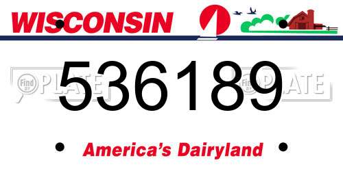 536189 Wisconsin License Plate