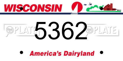 5362 Wisconsin License Plate