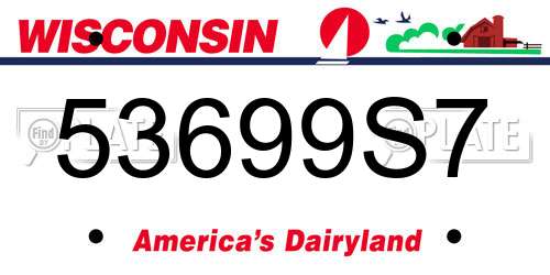 53699S7 Wisconsin License Plate
