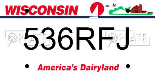 536RFJ Wisconsin License Plate