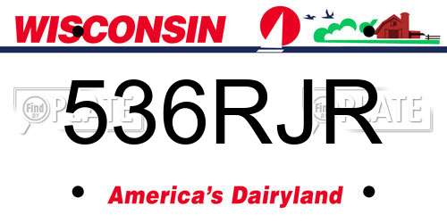 536RJR Wisconsin License Plate