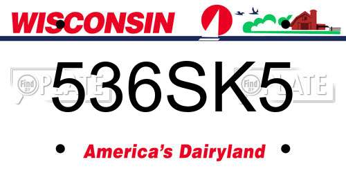 536SK5 Wisconsin License Plate