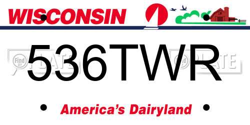 536TWR Wisconsin License Plate