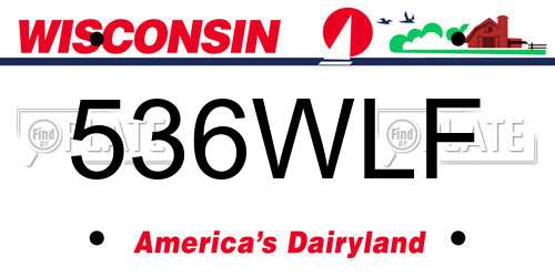 536WLF Wisconsin License Plate