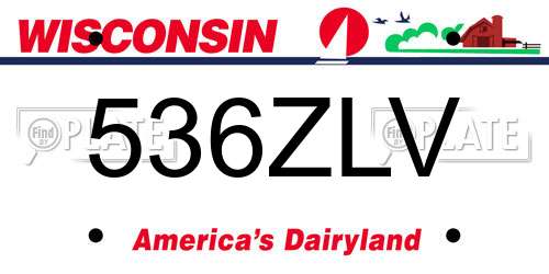 536ZLV Wisconsin License Plate
