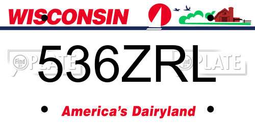 536ZRL Wisconsin License Plate