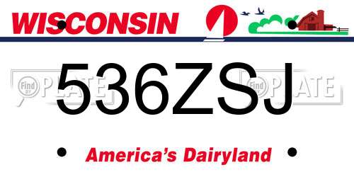 536ZSJ Wisconsin License Plate