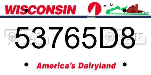 53765D8 Wisconsin License Plate