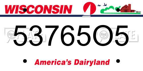 53765O5 Wisconsin License Plate